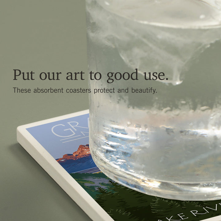 Grand Teton National Park, Wyoming, Snake River Overlook, Coasters Coasters Lantern Press