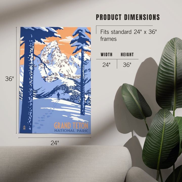 Grand Teton National Park, Wyoming, Winter Scene, Art & Giclee Prints - Lantern Press