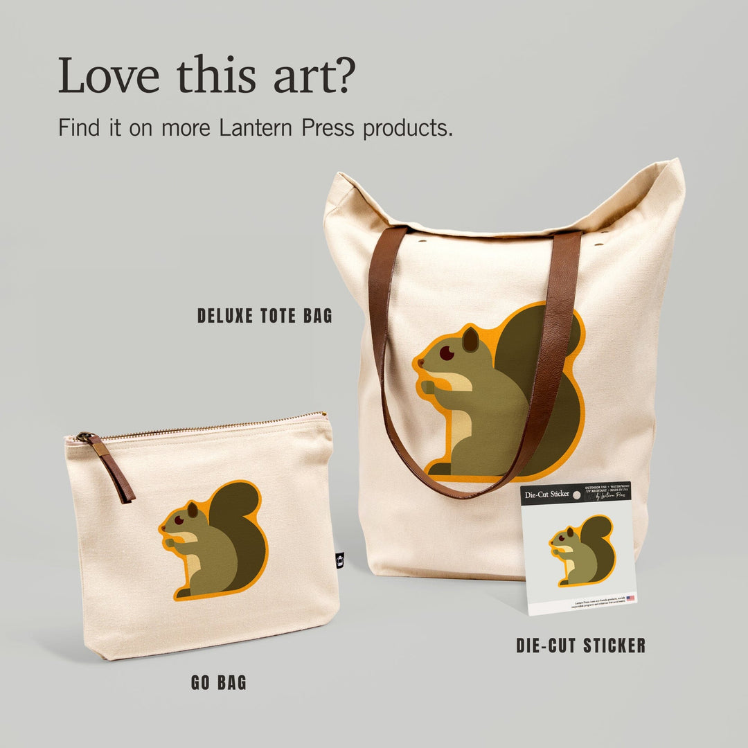 Gray Squirrel, Geometric, Contour, Lantern Press Artwork, Vinyl Sticker - Lantern Press