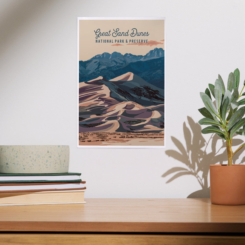 Great Sand Dunes National Park and Preserve, Colorado, Painterly National Park Series, Art & Giclee Prints - Lantern Press