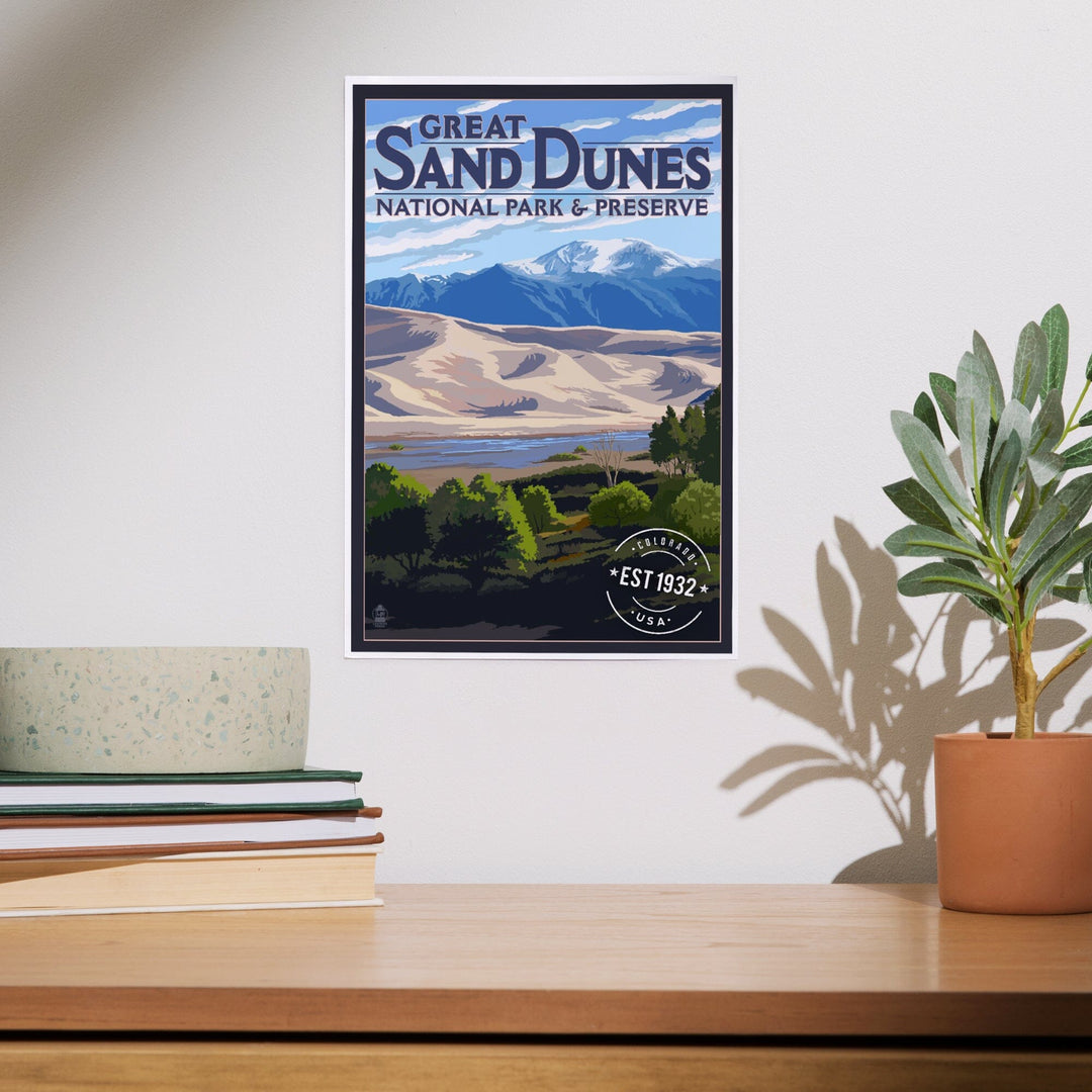 Great Sand Dunes National Park and Preserve, Colorado, Rubber Stamp, Art & Giclee Prints - Lantern Press