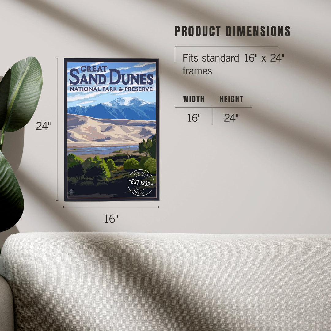 Great Sand Dunes National Park and Preserve, Colorado, Rubber Stamp, Art & Giclee Prints - Lantern Press