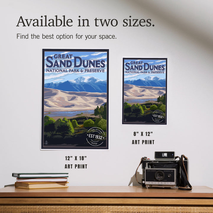 Great Sand Dunes National Park and Preserve, Colorado, Rubber Stamp, Art & Giclee Prints - Lantern Press