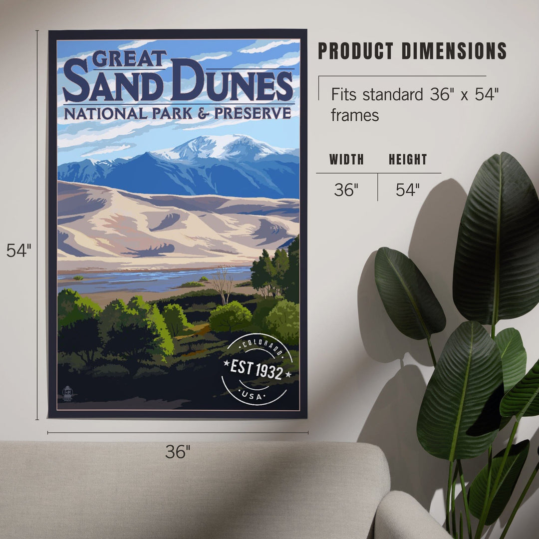 Great Sand Dunes National Park and Preserve, Colorado, Rubber Stamp, Art & Giclee Prints - Lantern Press