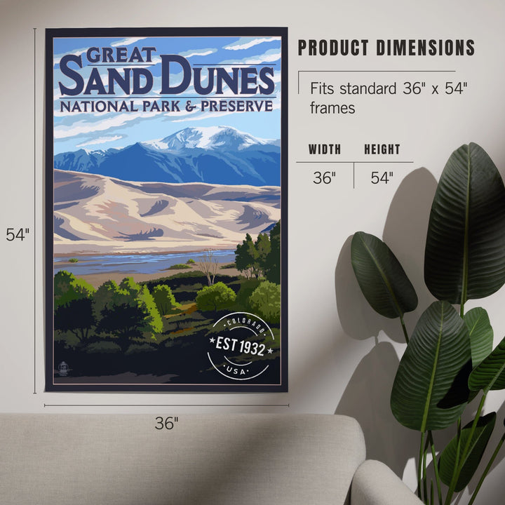 Great Sand Dunes National Park and Preserve, Colorado, Rubber Stamp, Art & Giclee Prints - Lantern Press