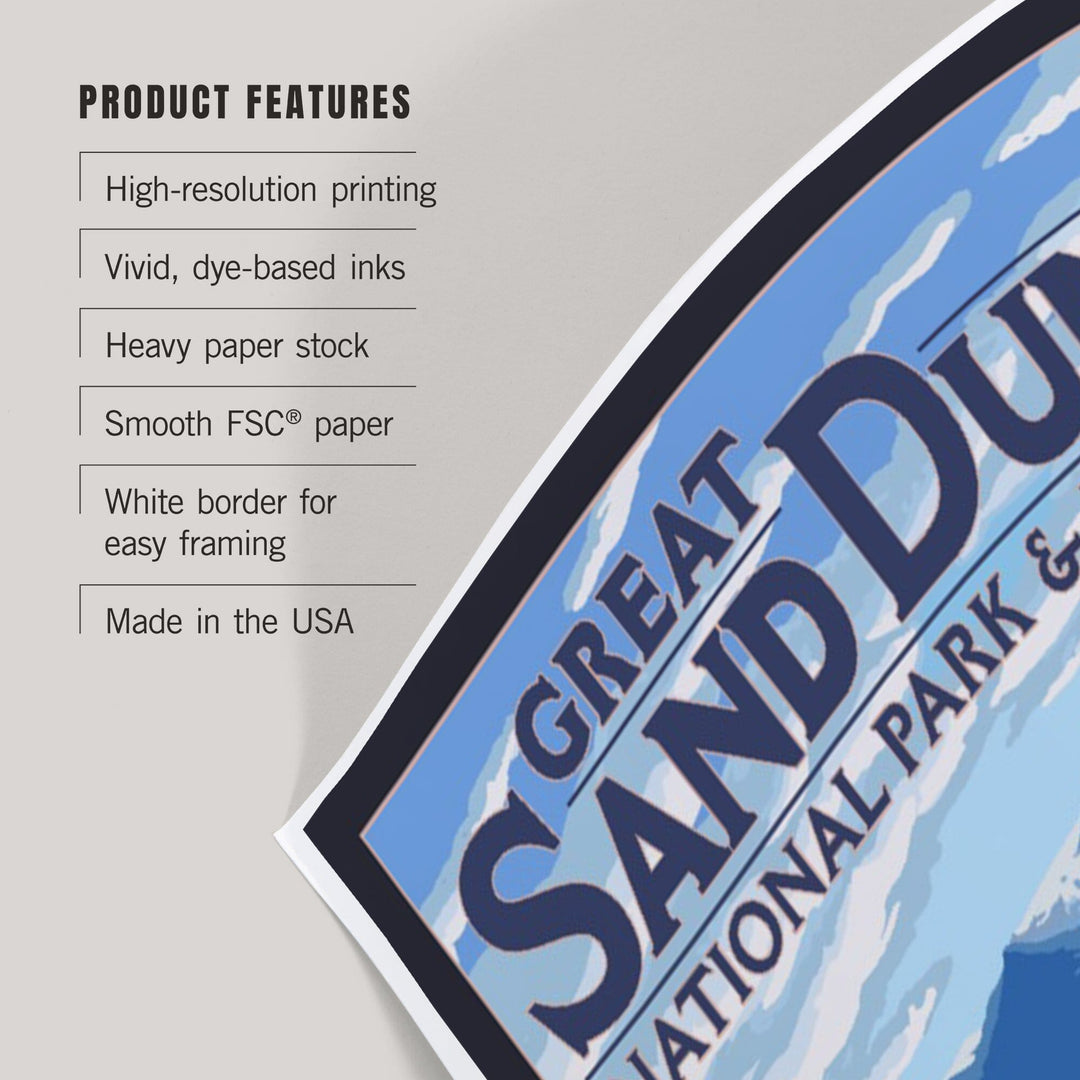 Great Sand Dunes National Park and Preserve, Colorado, Rubber Stamp, Art & Giclee Prints - Lantern Press