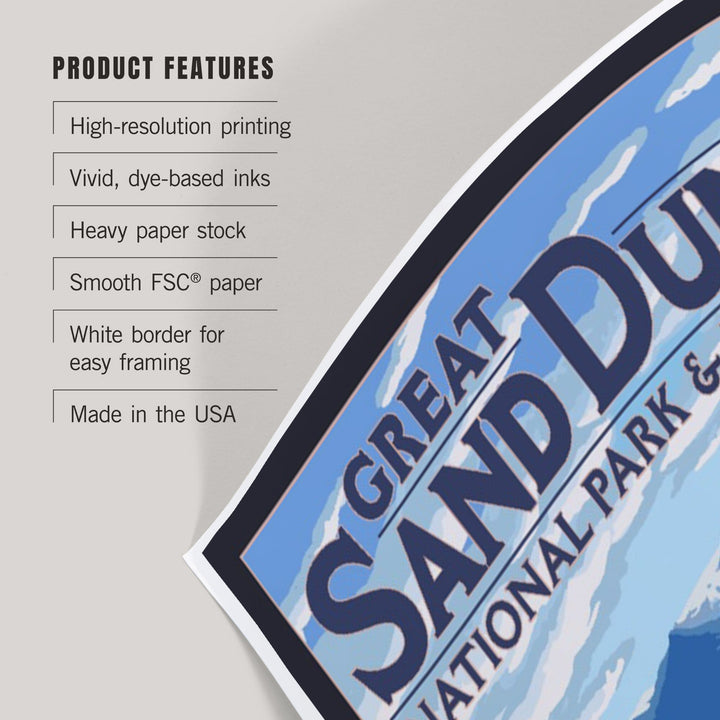 Great Sand Dunes National Park and Preserve, Colorado, Rubber Stamp, Art & Giclee Prints - Lantern Press