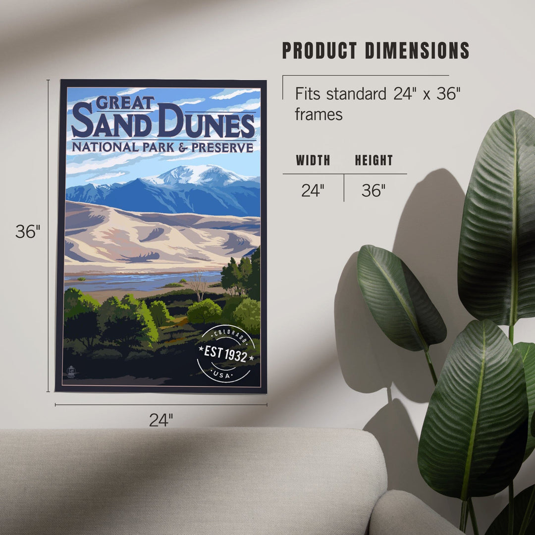 Great Sand Dunes National Park and Preserve, Colorado, Rubber Stamp, Art & Giclee Prints - Lantern Press