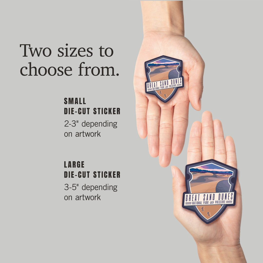 Great Sand Dunes National Park & Preserve, Colorado, Dunes & Footprints, Contour, Lantern Press Artwork, Vinyl Sticker - Lantern Press