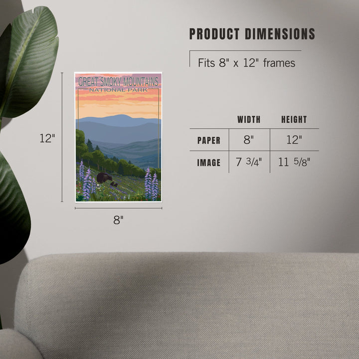 Great Smoky Mountains National Park, Bear and Spring Flowers, Art & Giclee Prints - Lantern Press