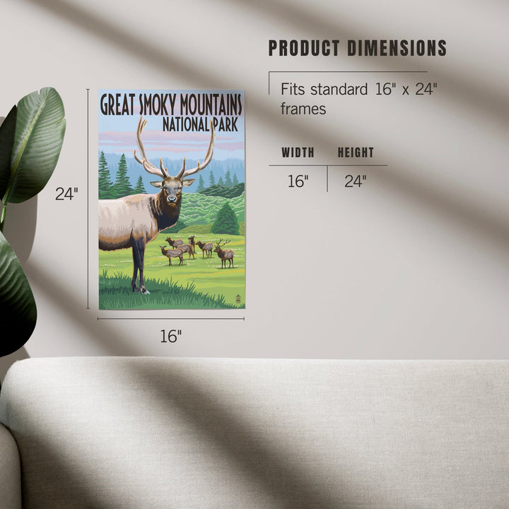 Great Smoky Mountains National Park, Elk Herd, Art & Giclee Prints - Lantern Press