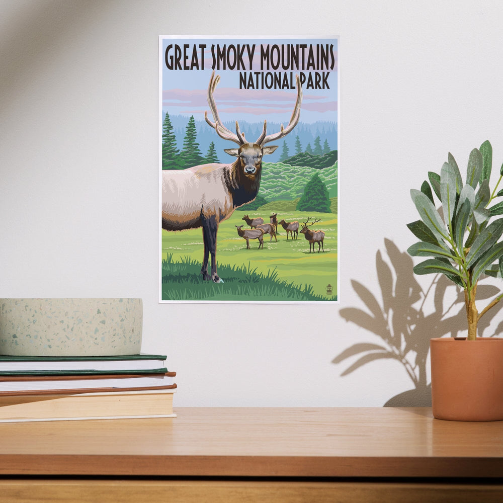 Great Smoky Mountains National Park, Elk Herd, Art & Giclee Prints - Lantern Press