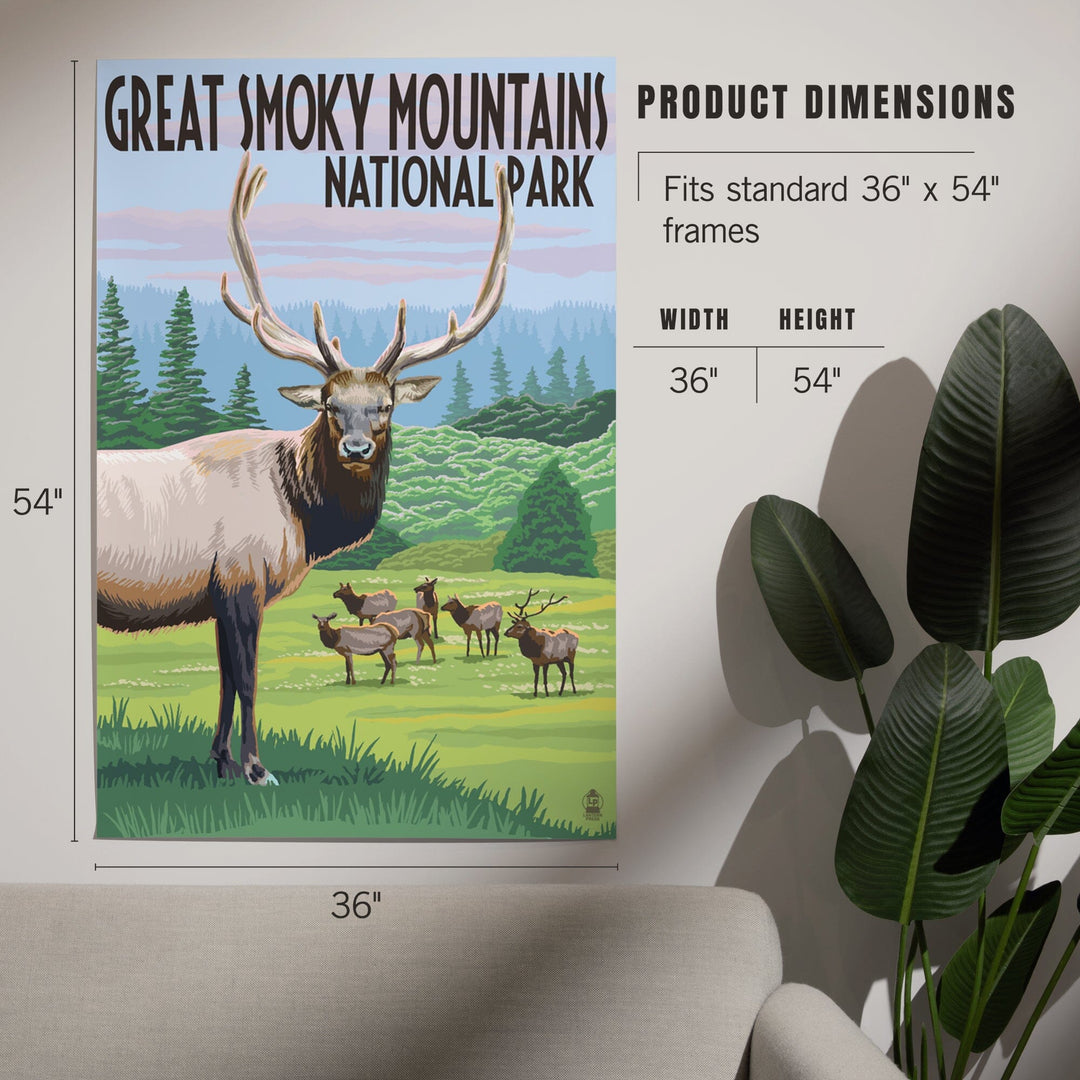 Great Smoky Mountains National Park, Elk Herd, Art & Giclee Prints - Lantern Press