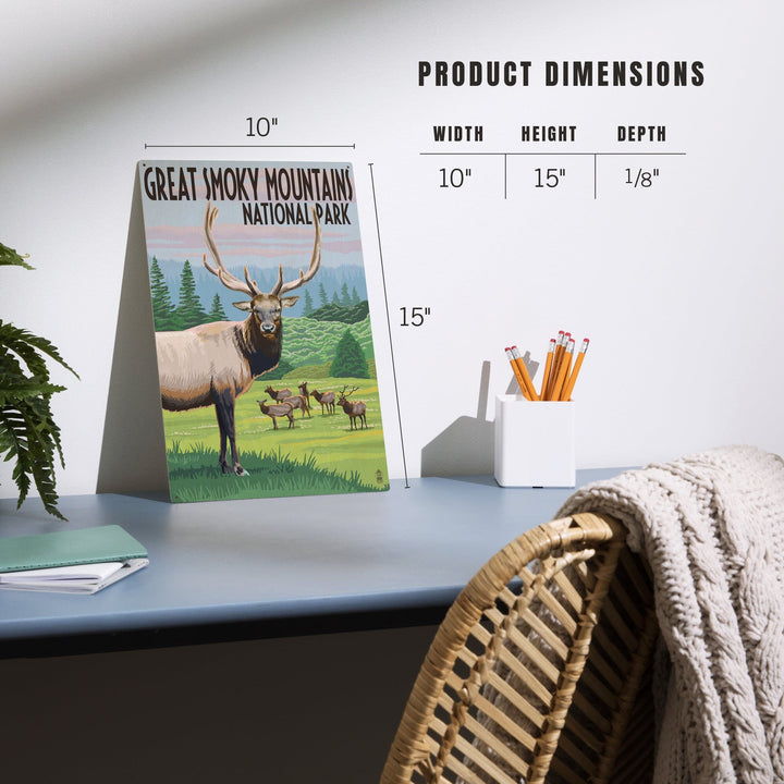 Great Smoky Mountains National Park, Elk Herd, Lantern Press Artwork, Wood Signs and Postcards - Lantern Press