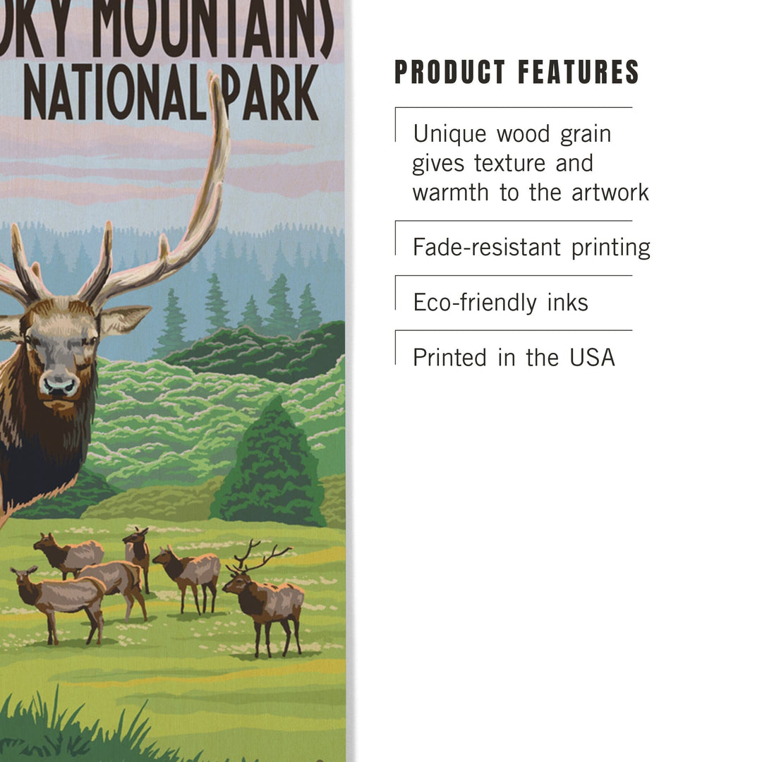 Great Smoky Mountains National Park, Elk Herd, Lantern Press Artwork, Wood Signs and Postcards - Lantern Press