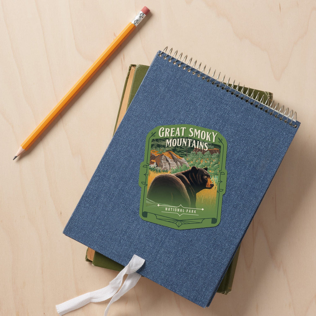 Great Smoky Mountains National Park, NC, Painterly National Park Series, Contour, Vinyl Sticker Sticker Lantern Press