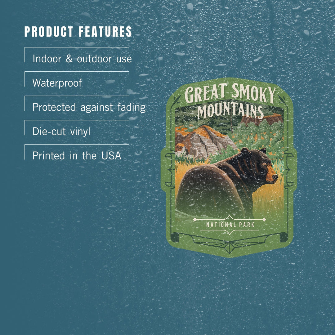 Great Smoky Mountains National Park, NC, Painterly National Park Series, Contour, Vinyl Sticker Sticker Lantern Press