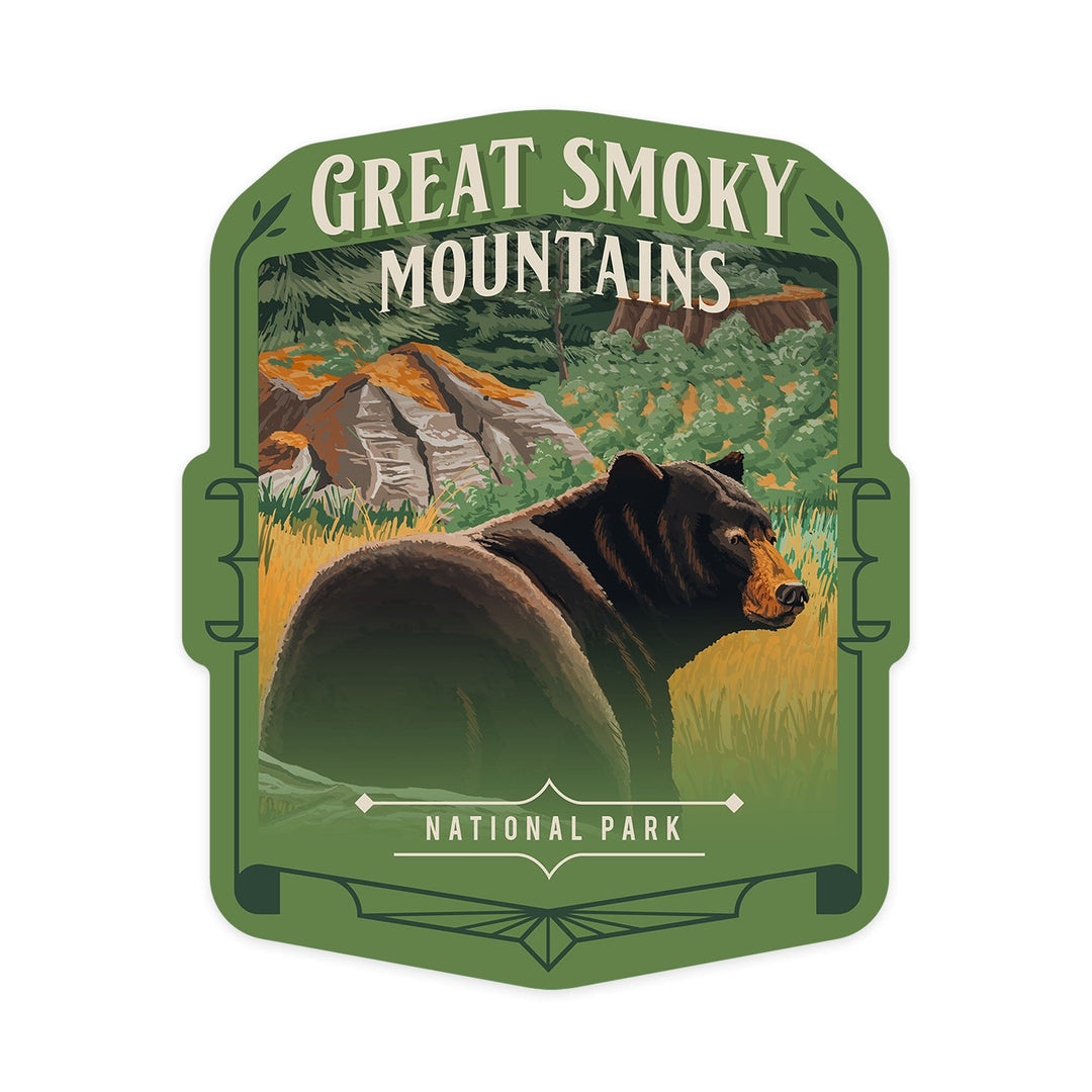 Great Smoky Mountains National Park, NC, Painterly National Park Series, Contour, Vinyl Sticker Sticker Lantern Press