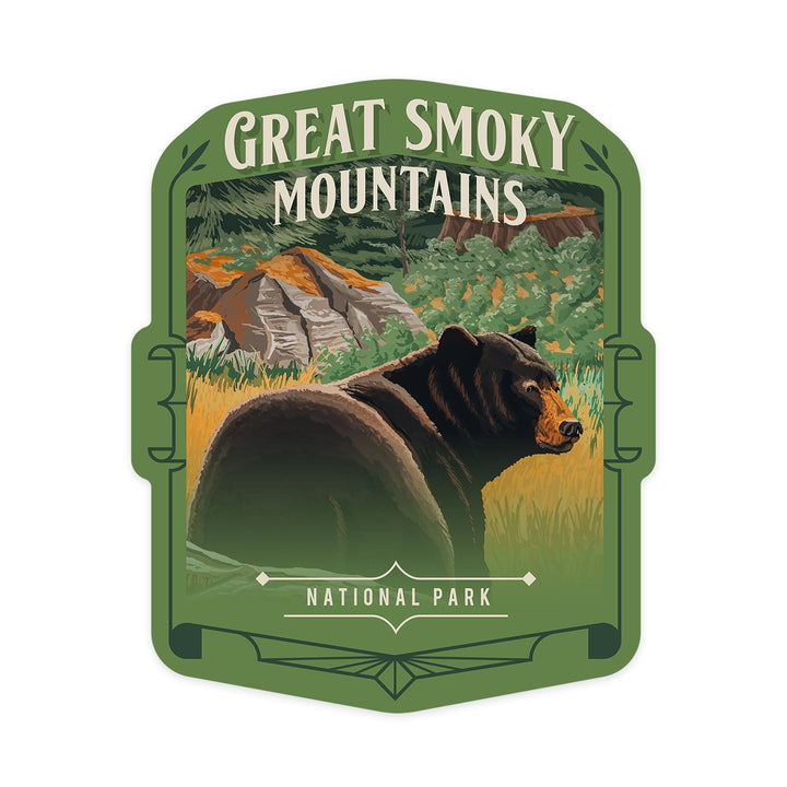 Great Smoky Mountains National Park, NC, Painterly National Park Series, Contour, Vinyl Sticker Sticker Lantern Press