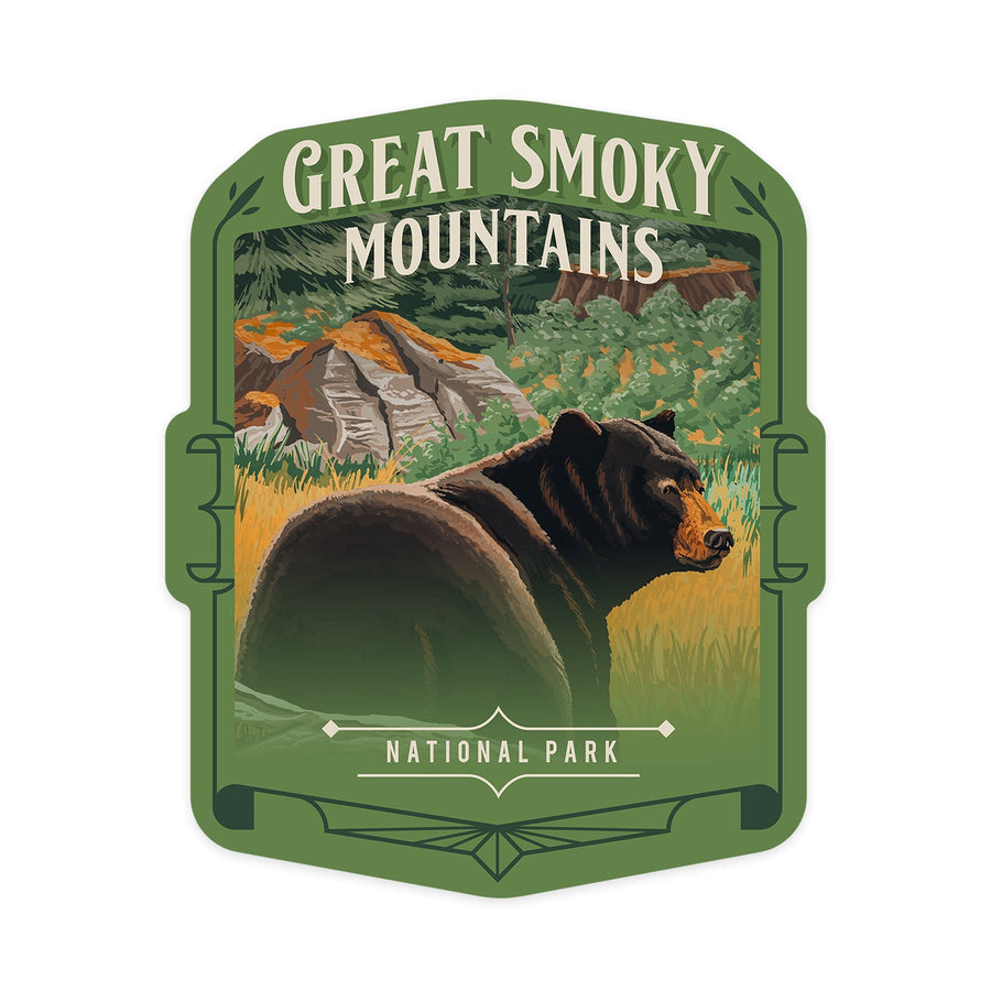 Great Smoky Mountains National Park, NC, Painterly National Park Series, Contour, Vinyl Sticker Sticker Lantern Press