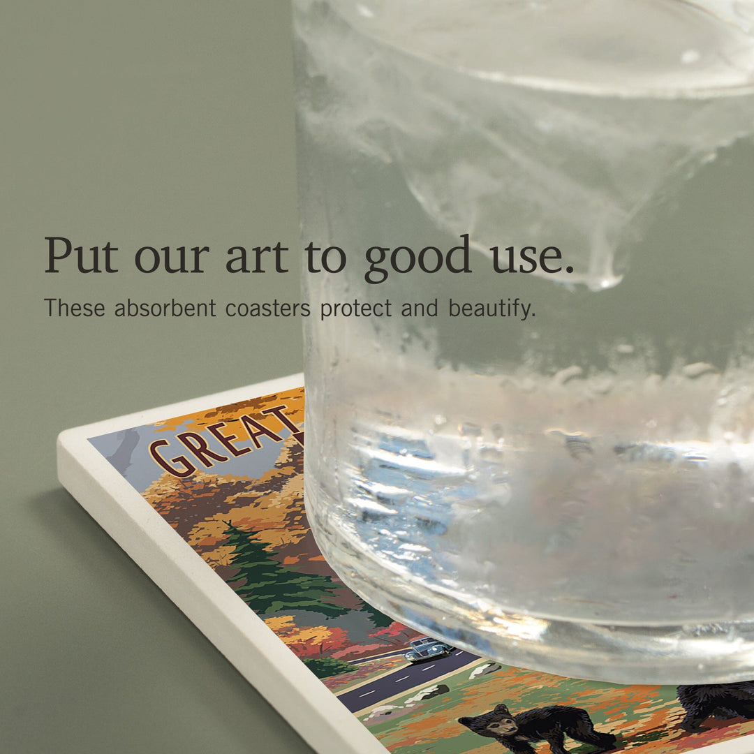 Great Smoky Mountains National Park, Park Entrance and Bear Family Press, Coasters Coasters Lantern Press