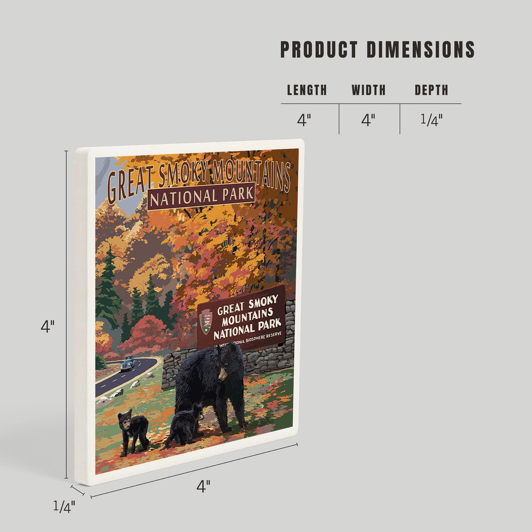 Great Smoky Mountains National Park, Park Entrance and Bear Family Press, Coasters Coasters Lantern Press