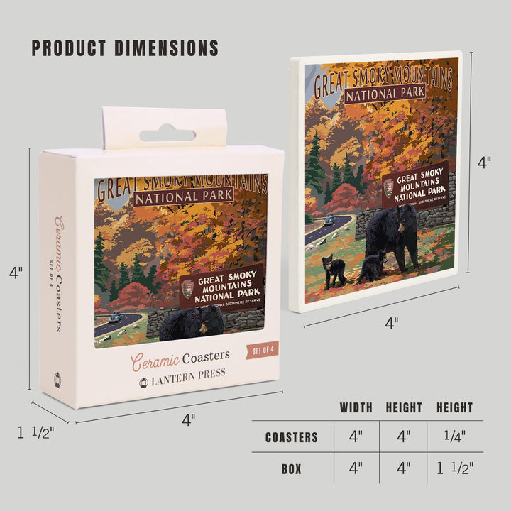 Great Smoky Mountains National Park, Park Entrance and Bear Family Press, Coasters Coasters Lantern Press