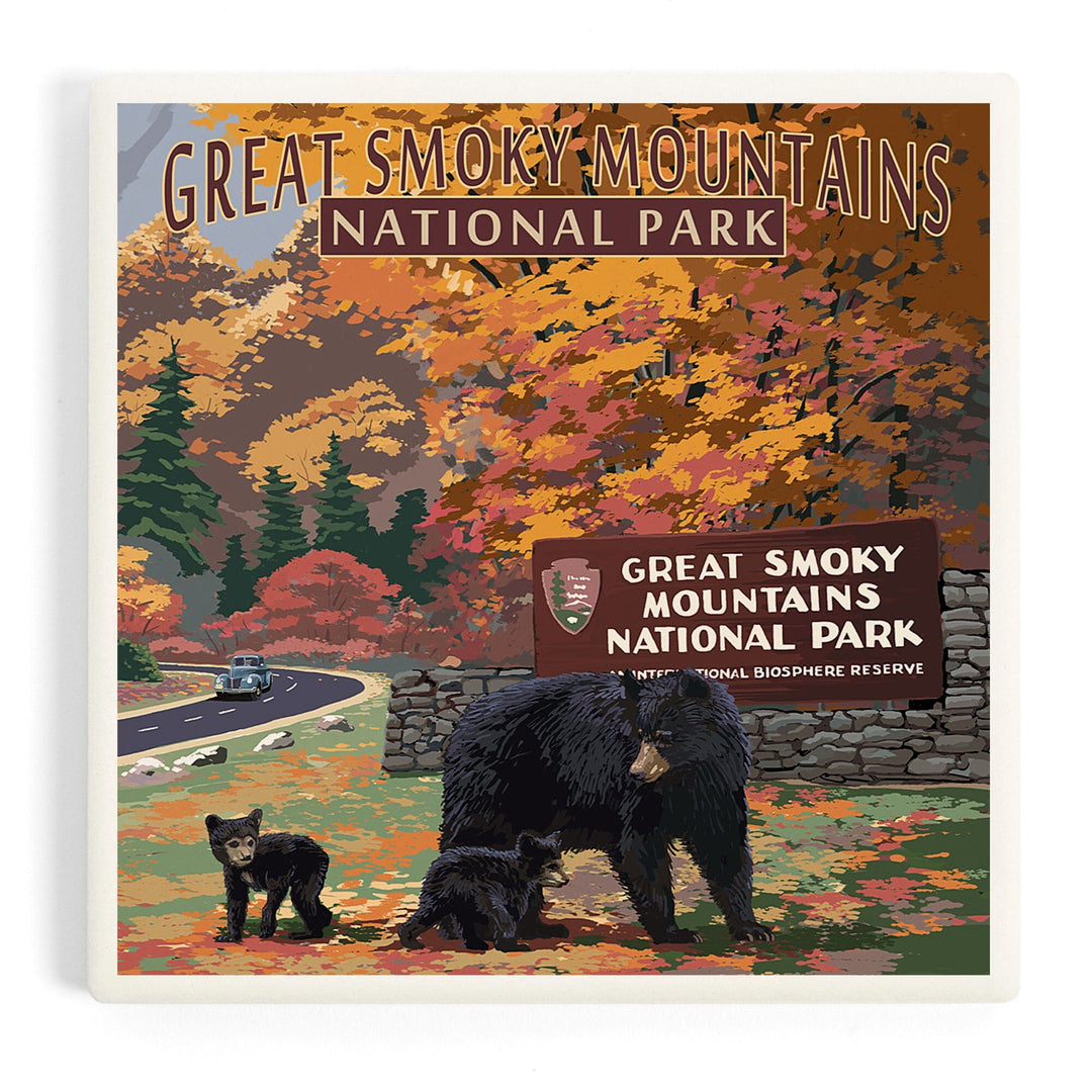 Great Smoky Mountains National Park, Park Entrance and Bear Family Press, Coasters Coasters Lantern Press Coaster