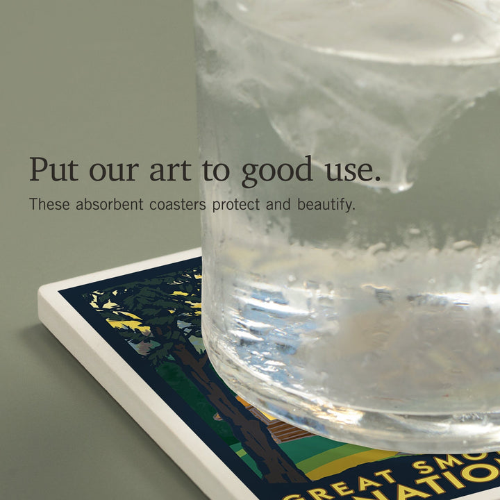 Great Smoky Mountains National Park, Tennessee, Cabin in the Woods, Coasters Coasters Lantern Press