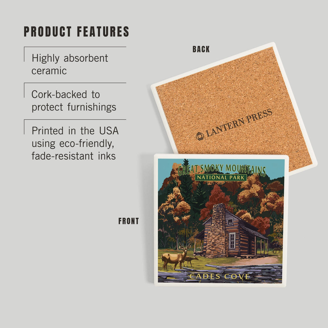 Great Smoky Mountains National Park, Tennessee, Cades Cove and John Oliver Cabin Press, Coasters Coasters Lantern Press