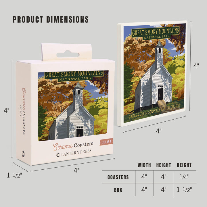 Great Smoky Mountains National Park, Tennessee, Cades Cove Baptist Church Press, Coasters Coasters Lantern Press