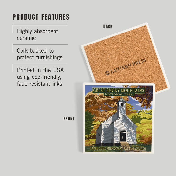 Great Smoky Mountains National Park, Tennessee, Cades Cove Baptist Church Press, Coasters Coasters Lantern Press