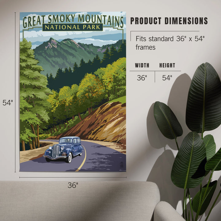 Great Smoky Mountains National Park, Tennessee, Chimney Tops and Road, Art & Giclee Prints - Lantern Press
