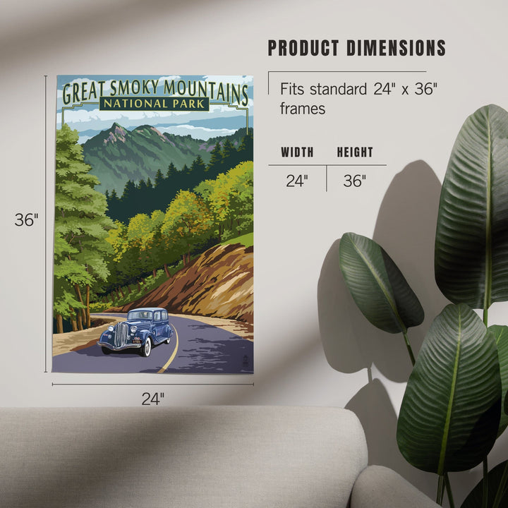 Great Smoky Mountains National Park, Tennessee, Chimney Tops and Road, Art & Giclee Prints - Lantern Press