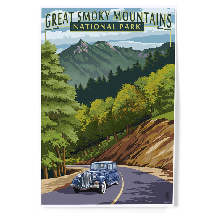 Great Smoky Mountains National Park, Tennessee, Chimney Tops and Road, Art & Giclee Prints - Lantern Press