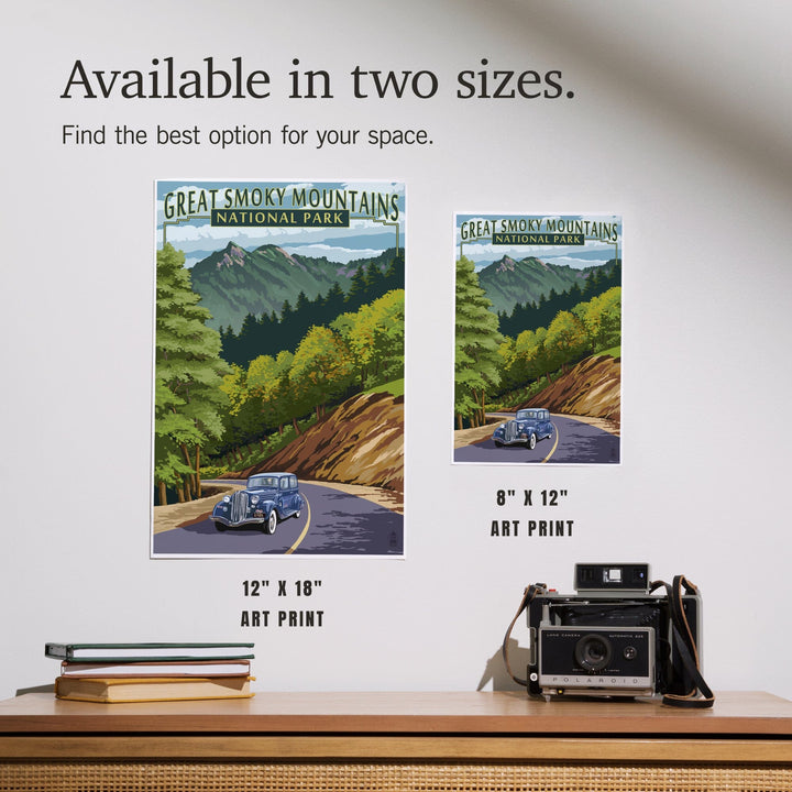 Great Smoky Mountains National Park, Tennessee, Chimney Tops and Road, Art & Giclee Prints - Lantern Press