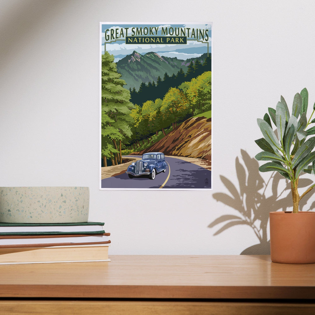 Great Smoky Mountains National Park, Tennessee, Chimney Tops and Road, Art & Giclee Prints - Lantern Press