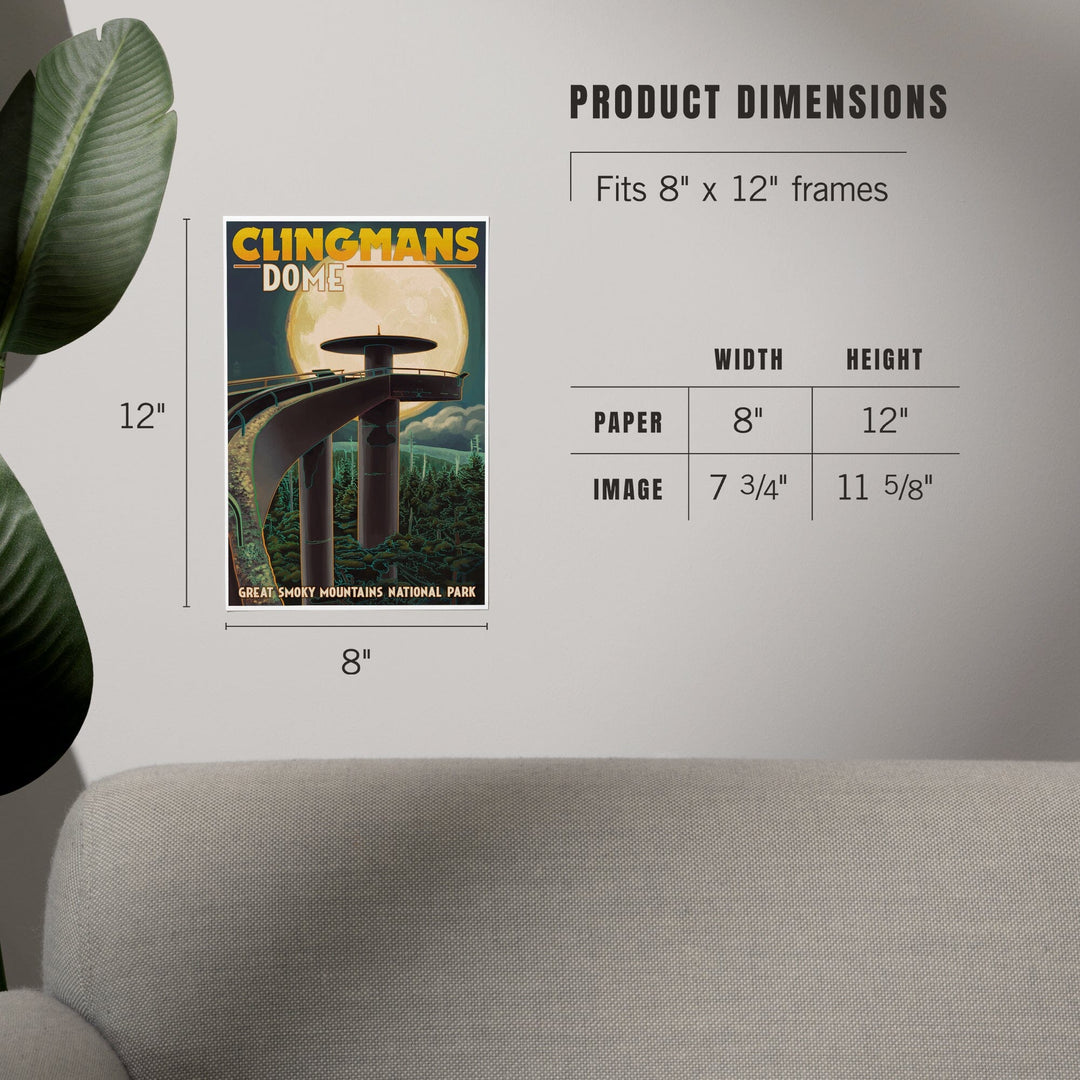 Great Smoky Mountains National Park, Tennessee, Clingmans Dome and Moon, Art & Giclee Prints - Lantern Press