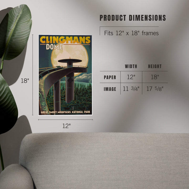 Great Smoky Mountains National Park, Tennessee, Clingmans Dome and Moon, Art & Giclee Prints - Lantern Press