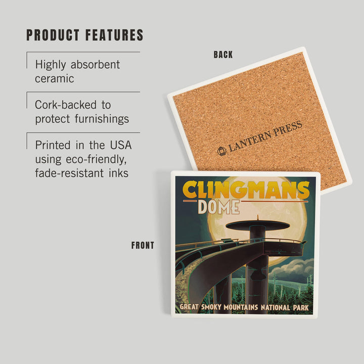 Great Smoky Mountains National Park, Tennessee, Clingmans Dome and Moon, Coasters Coasters Lantern Press