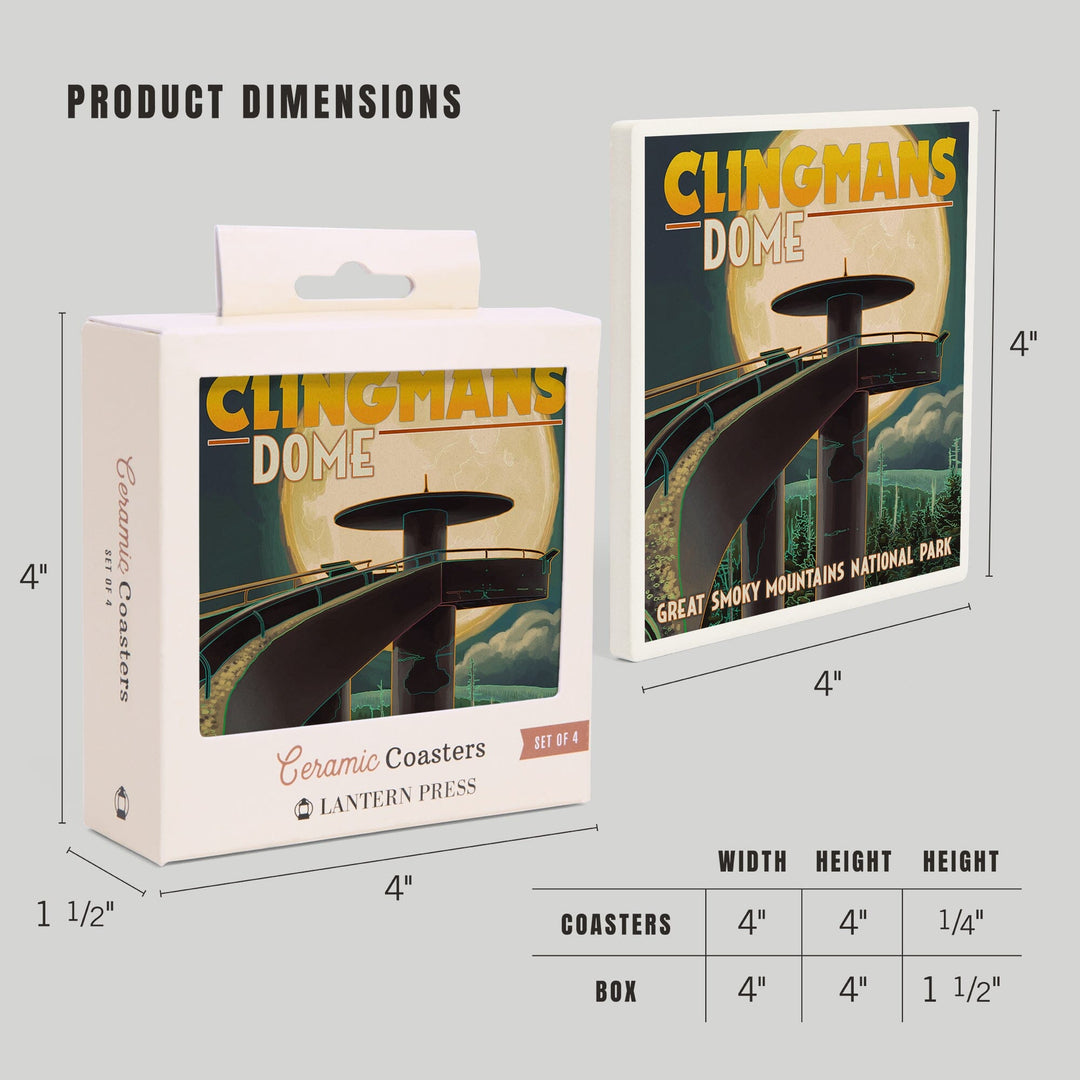 Great Smoky Mountains National Park, Tennessee, Clingmans Dome and Moon, Coasters Coasters Lantern Press
