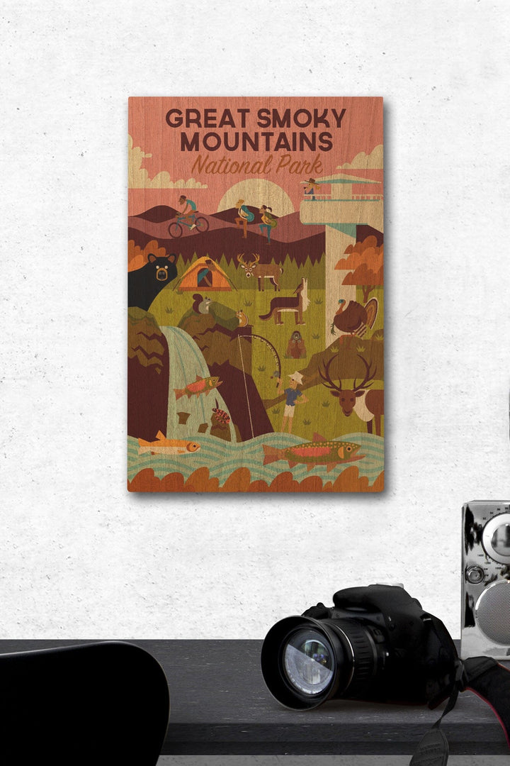 Great Smoky Mountains National Park, Tennessee, Geometric National Park Series, Lantern Press Artwork, Wood Signs and Postcards - Lantern Press