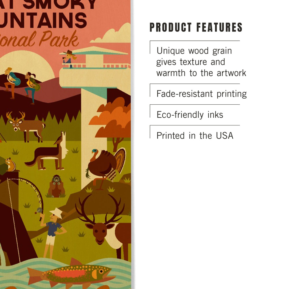 Great Smoky Mountains National Park, Tennessee, Geometric National Park Series, Lantern Press Artwork, Wood Signs and Postcards - Lantern Press
