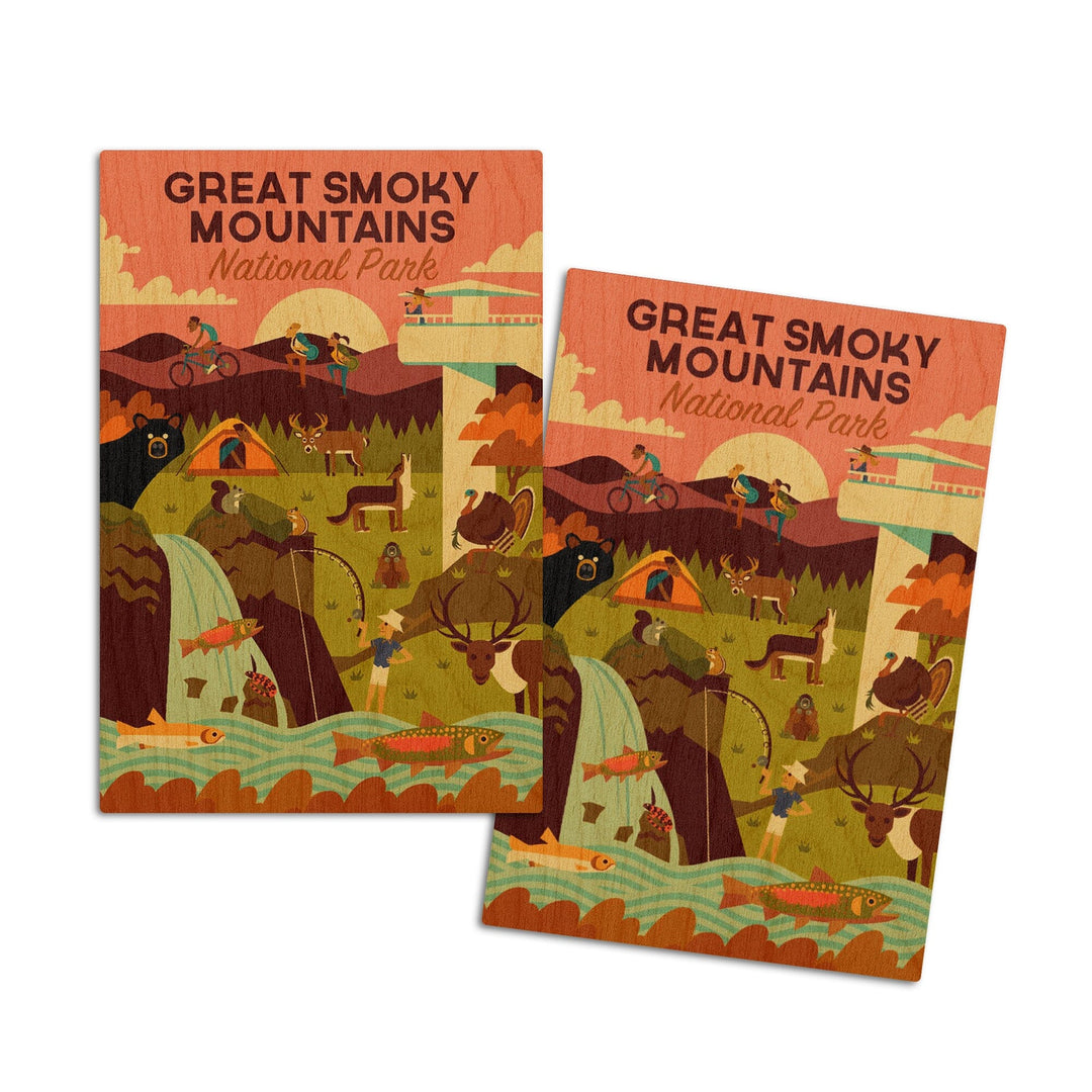 Great Smoky Mountains National Park, Tennessee, Geometric National Park Series, Lantern Press Artwork, Wood Signs and Postcards - Lantern Press