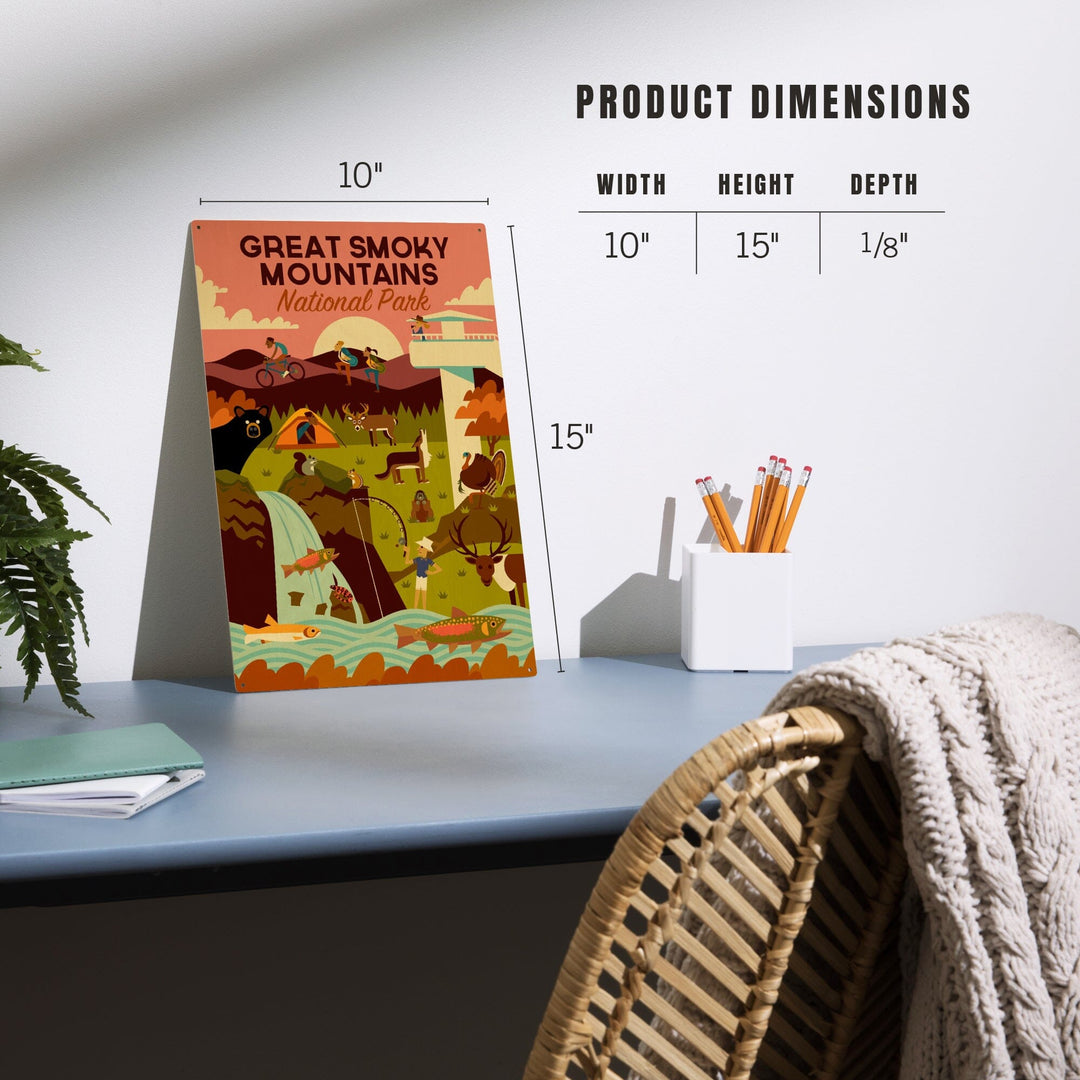 Great Smoky Mountains National Park, Tennessee, Geometric National Park Series, Lantern Press Artwork, Wood Signs and Postcards - Lantern Press