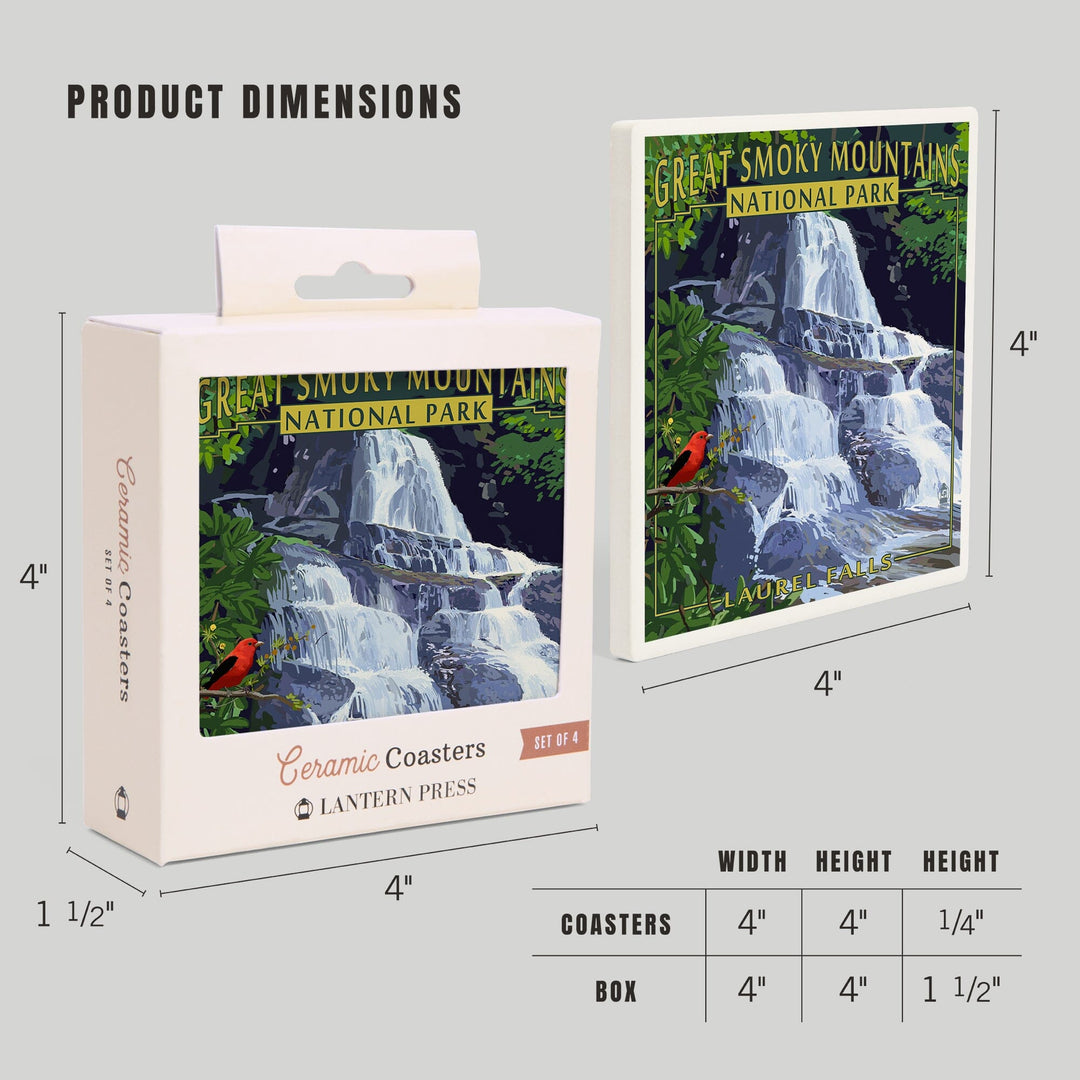 Great Smoky Mountains National Park, Tennessee, Laurel Falls, Coasters Coasters Lantern Press