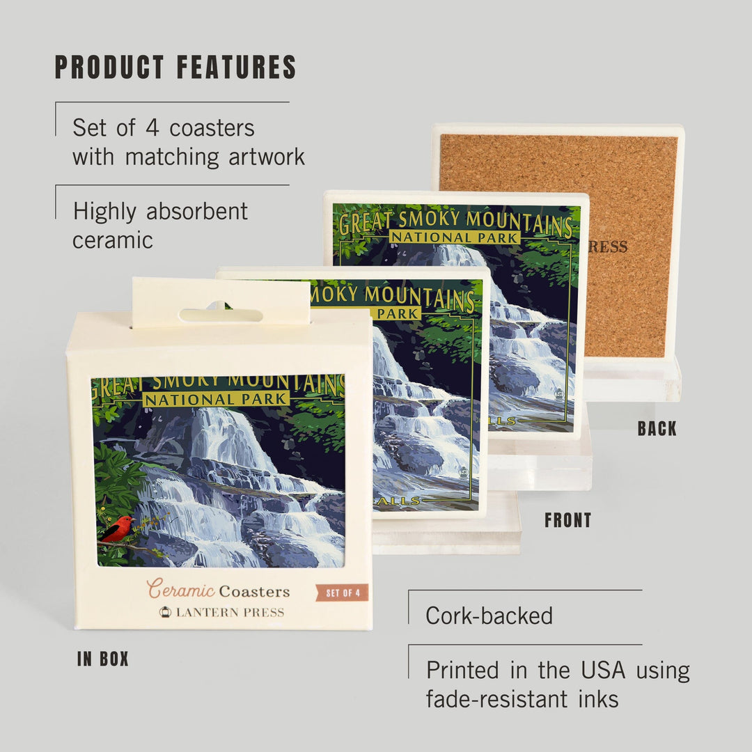 Great Smoky Mountains National Park, Tennessee, Laurel Falls, Coasters Coasters Lantern Press