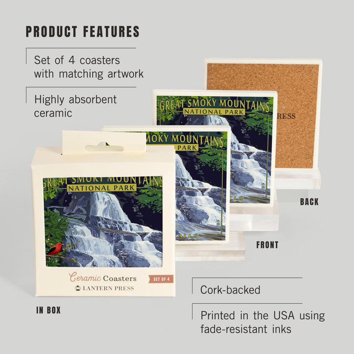 Great Smoky Mountains National Park, Tennessee, Laurel Falls, Coasters Coasters Lantern Press