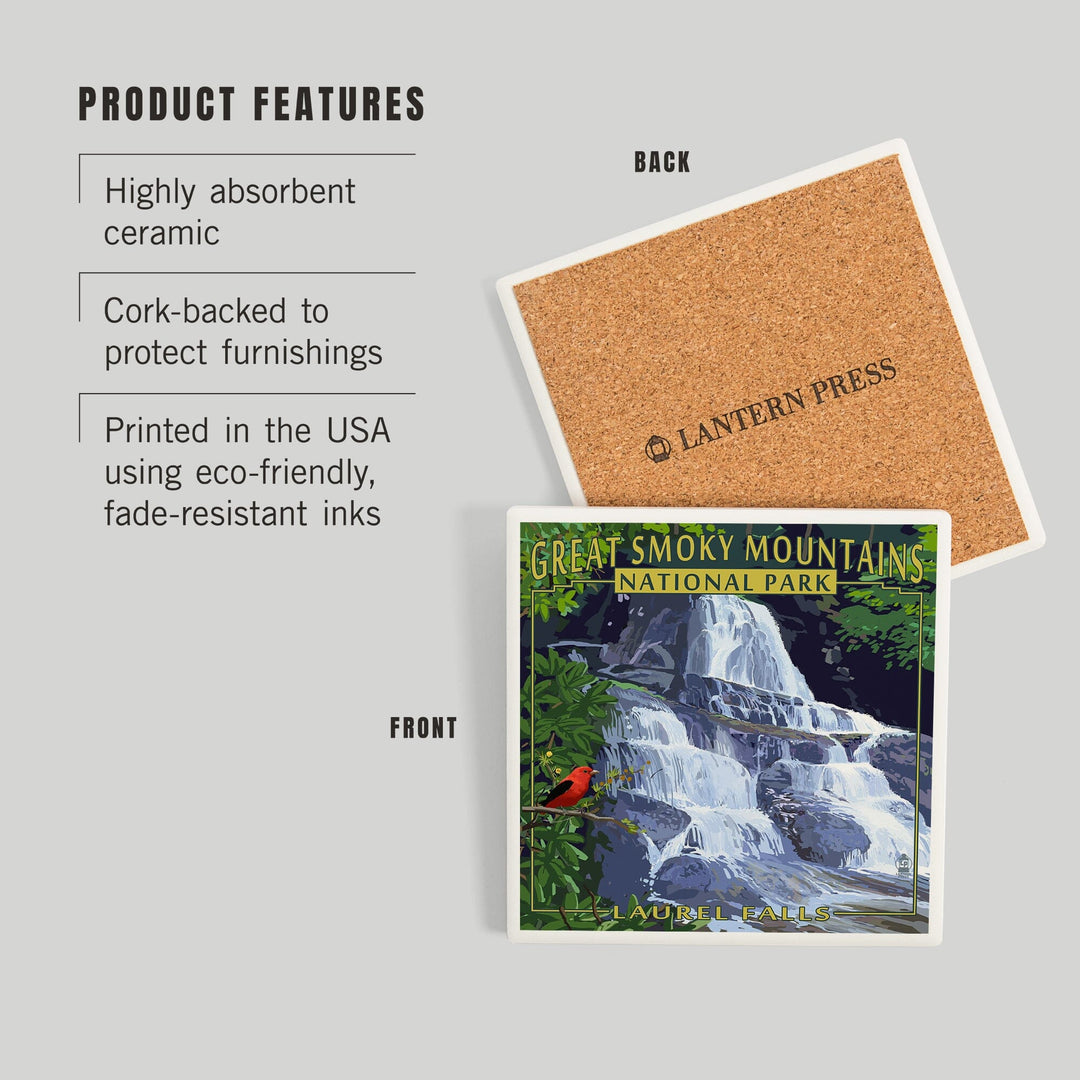 Great Smoky Mountains National Park, Tennessee, Laurel Falls, Coasters Coasters Lantern Press