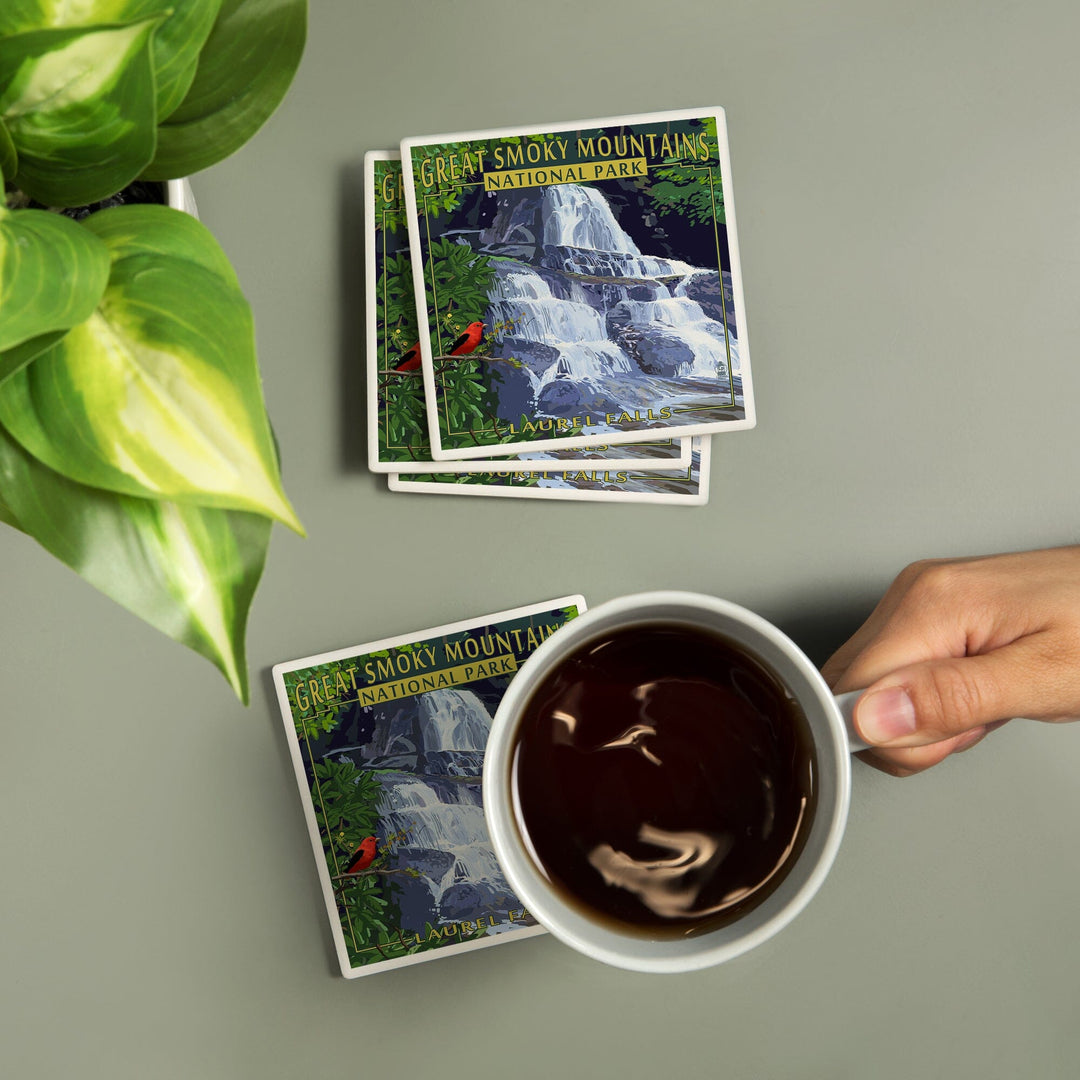 Great Smoky Mountains National Park, Tennessee, Laurel Falls, Coasters Coasters Lantern Press